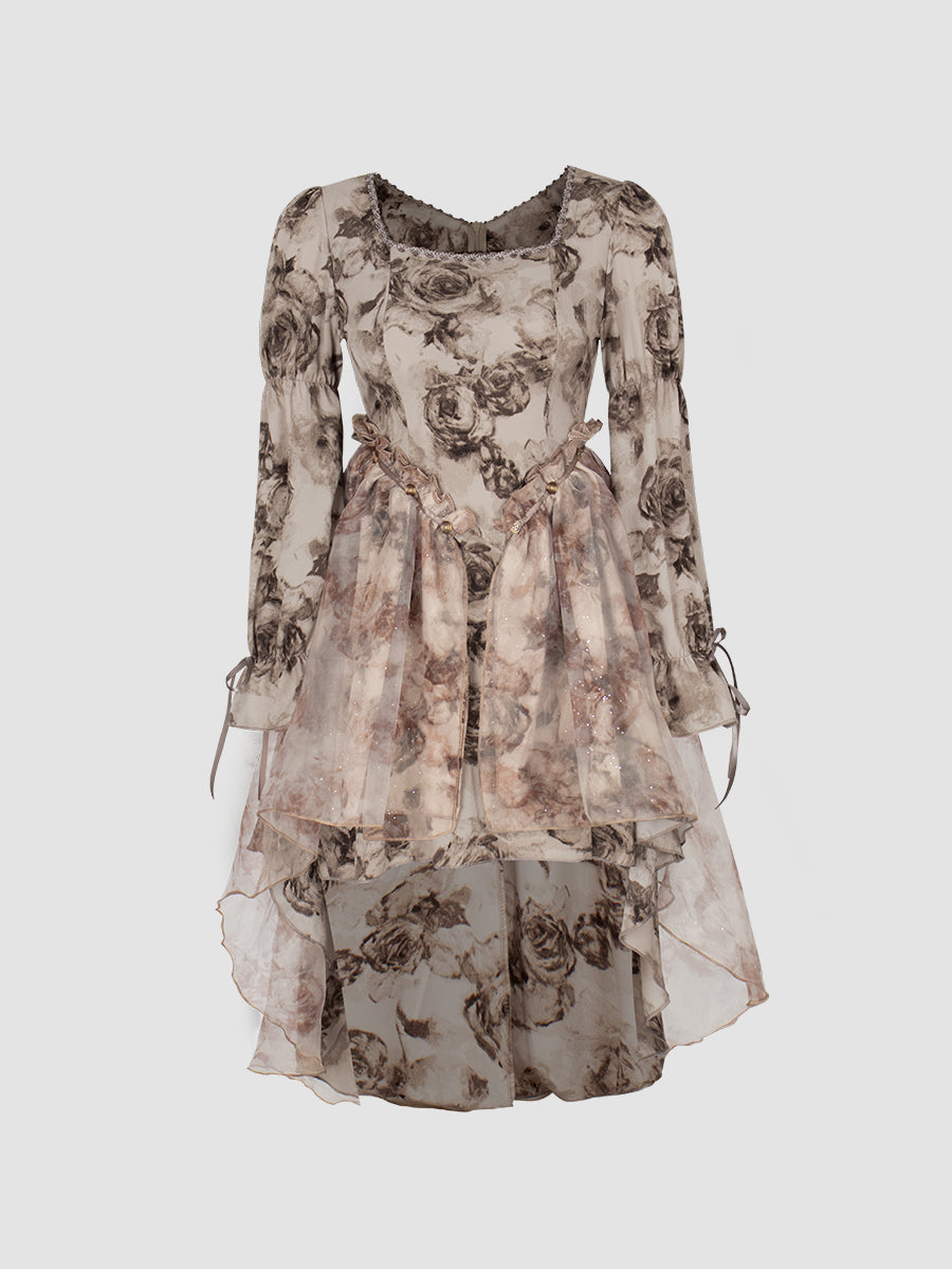 Fireworks Rose Splicing Dress