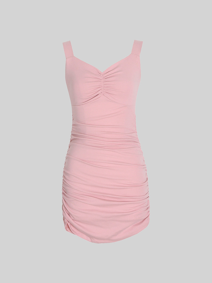 Pink Knit Pleated Dress