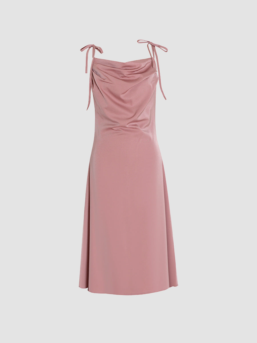 Gentle Satin Halter Midi Dress