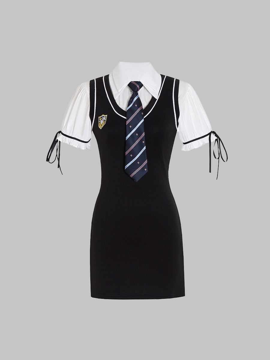 College White Shirt&Shirt Dress Set