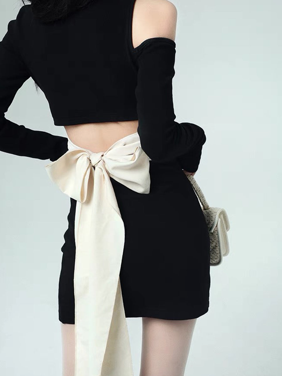 Sexy Knitted Bow Dress