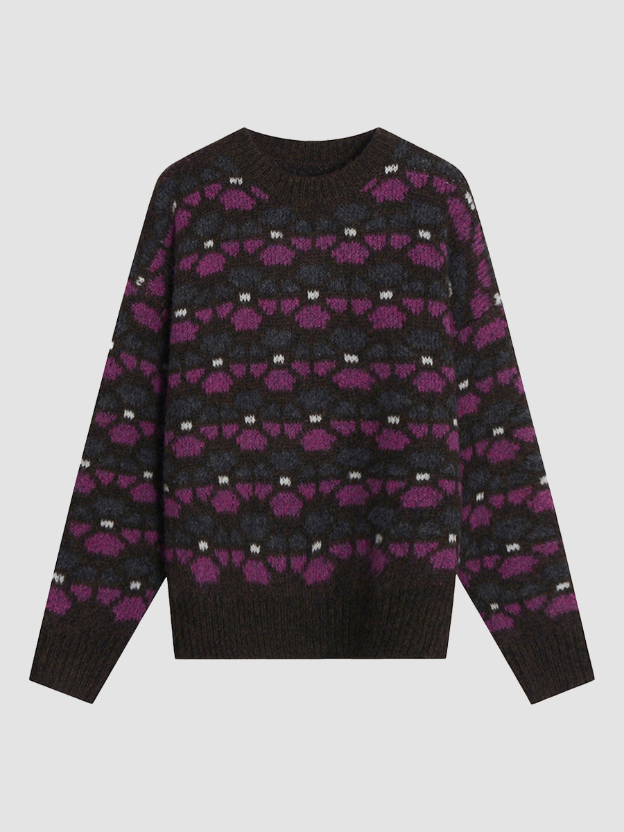 Loose Printed Knit Sweater