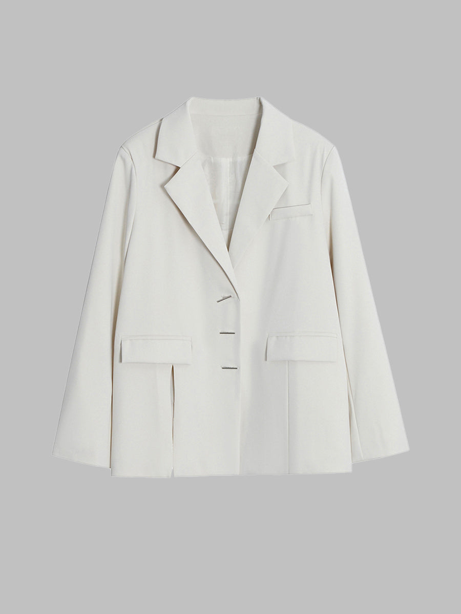 White Loose Casual Blazer
