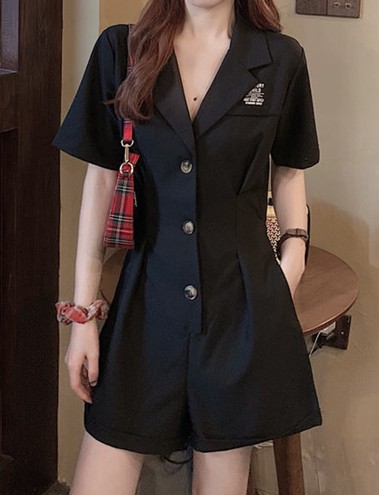 Collar Neck Cutout Back Blazer Jumpsuit