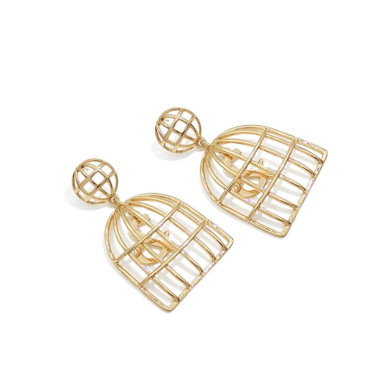Golden Birdcage Earrings