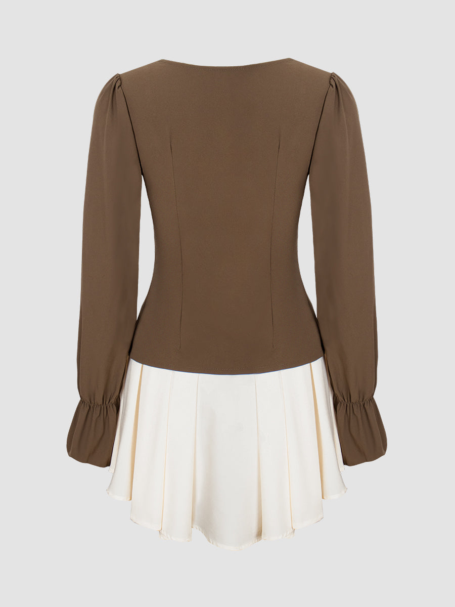 Apricot Camisole & Long Sleeve Blouse Set