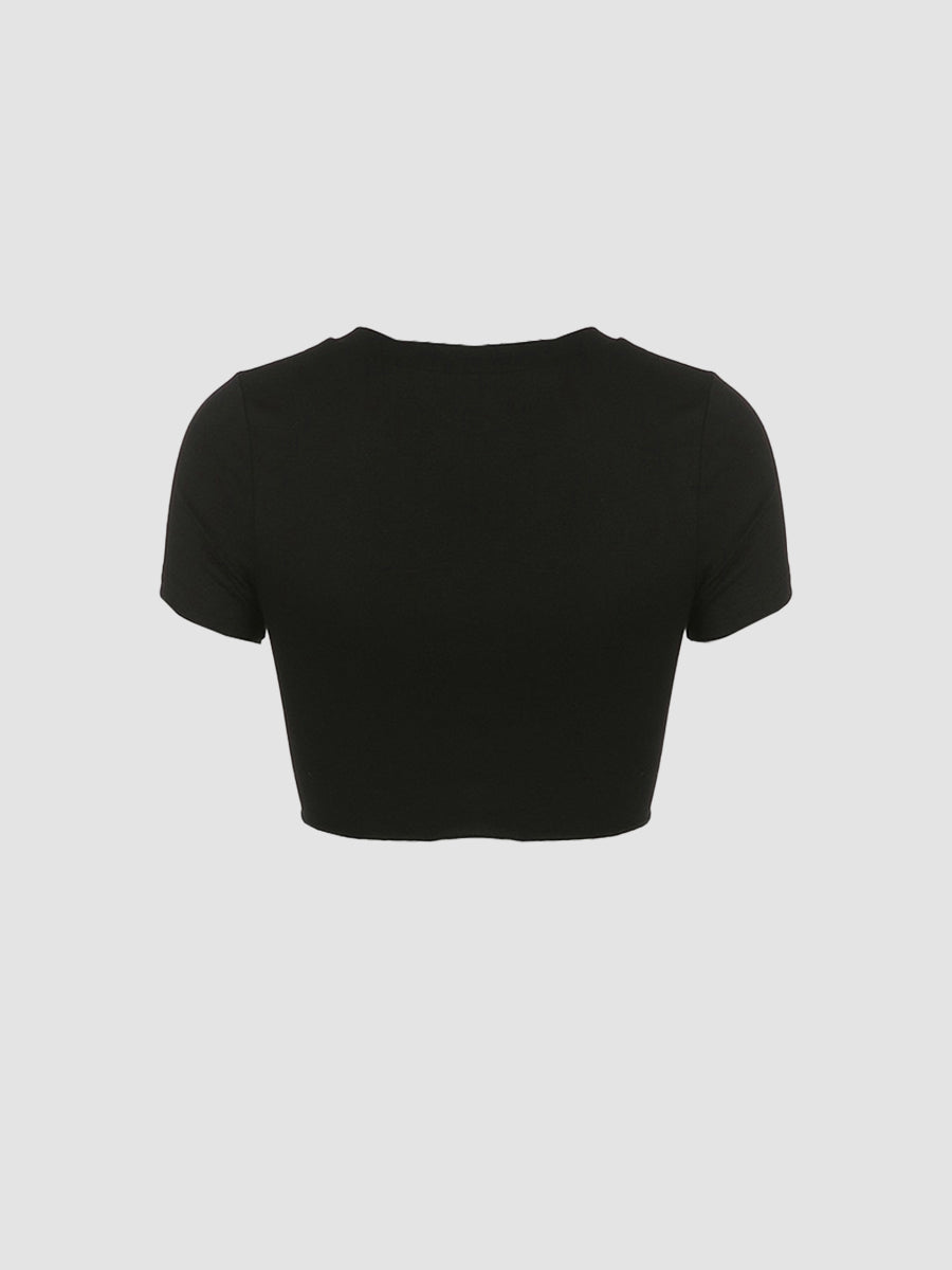 Black Butterfly Irregular Crop Top