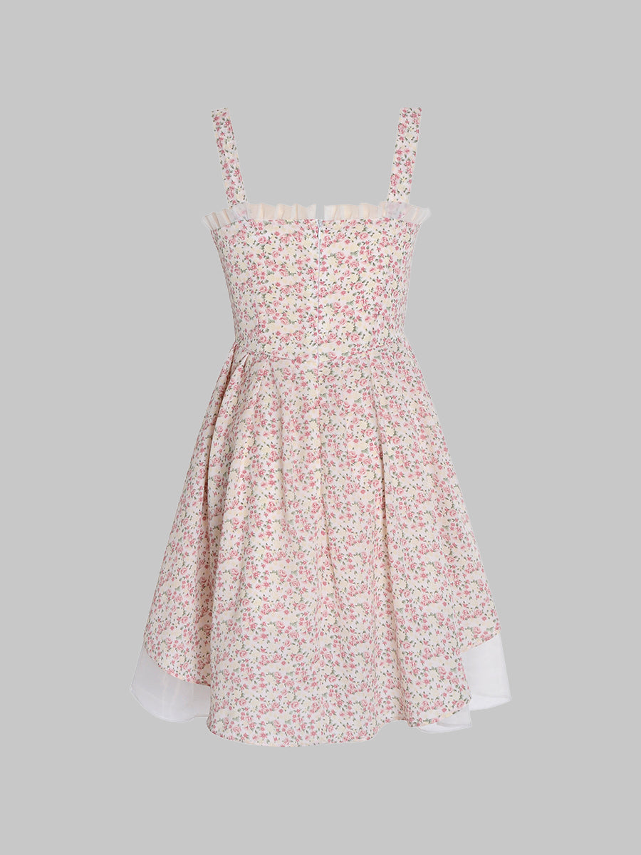 Floral V-neck Lace Dress
