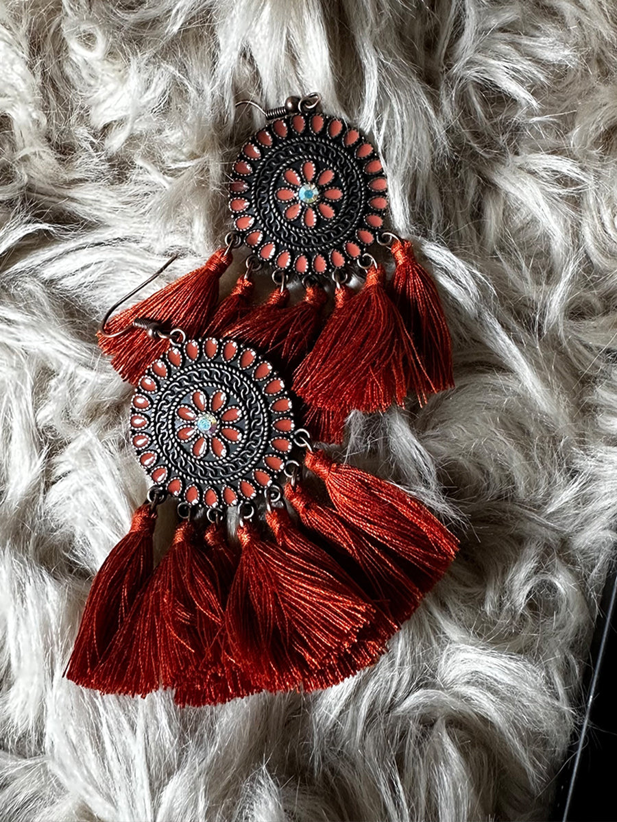 Vintage Dreamcatcher Tassel Earrings