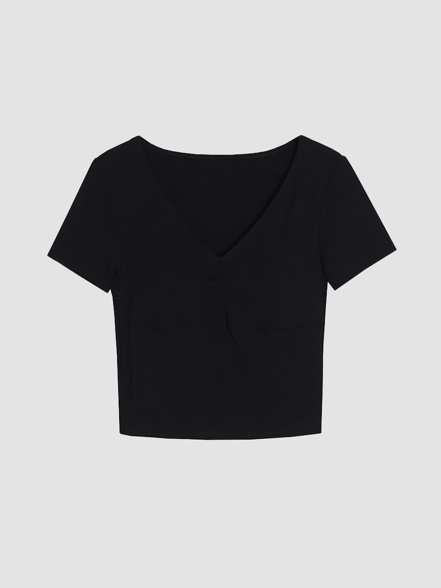 Basic Solid Color Chest Pad Top