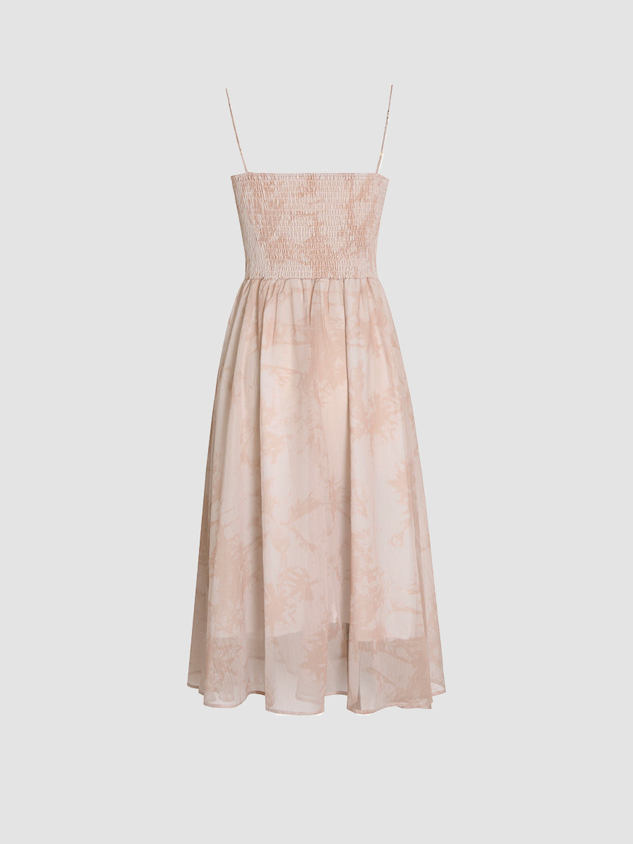 Gentle Tie-dye Print Midi Halter Dress