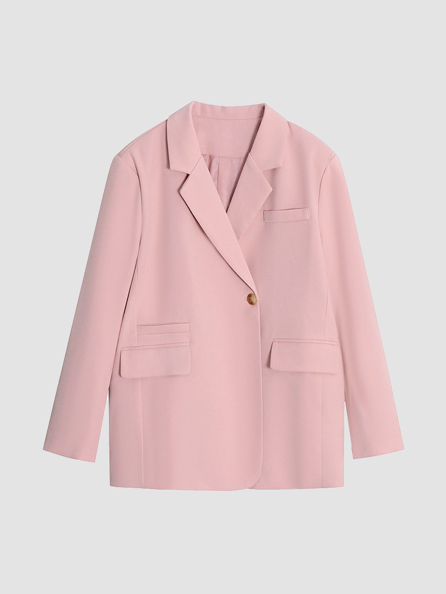 Loose Solid Color Blazer Coat