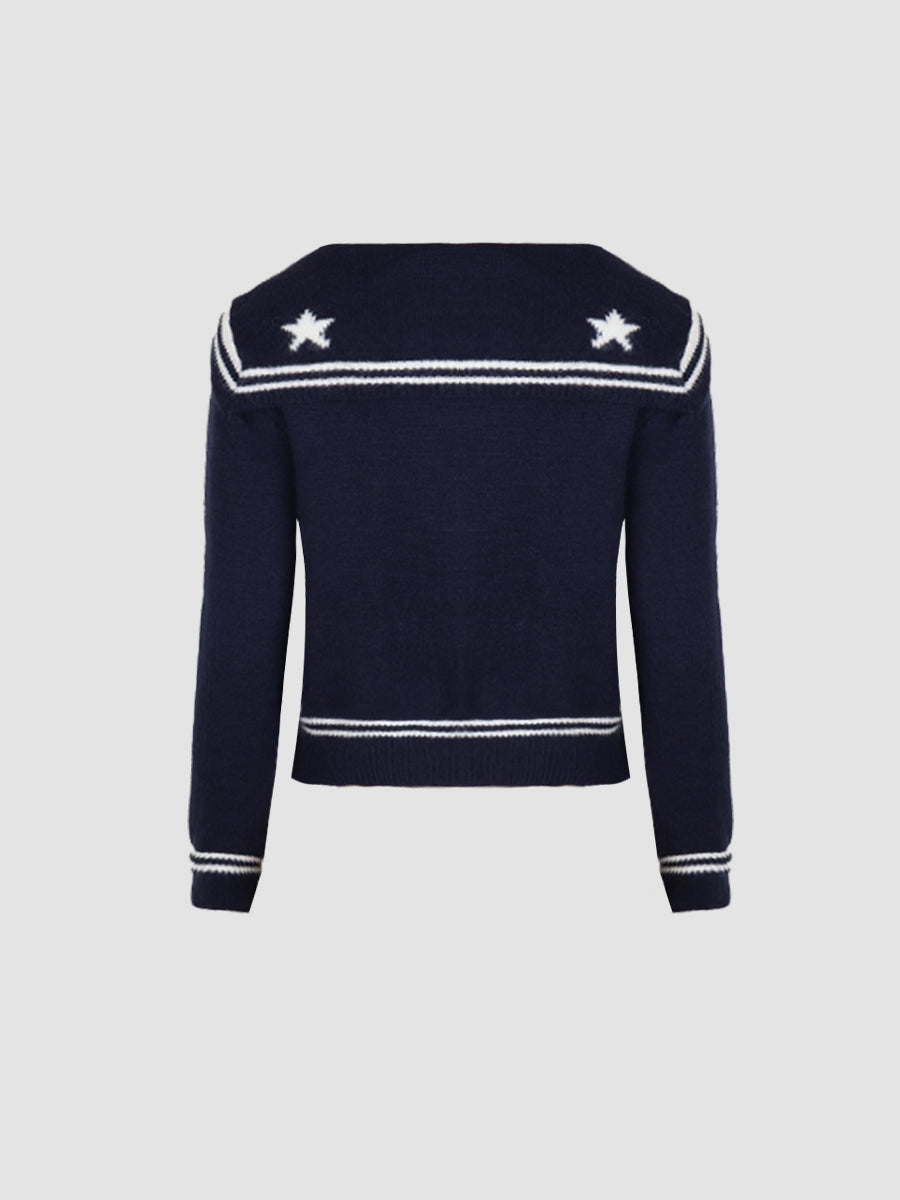 Navy Collar Knit Set