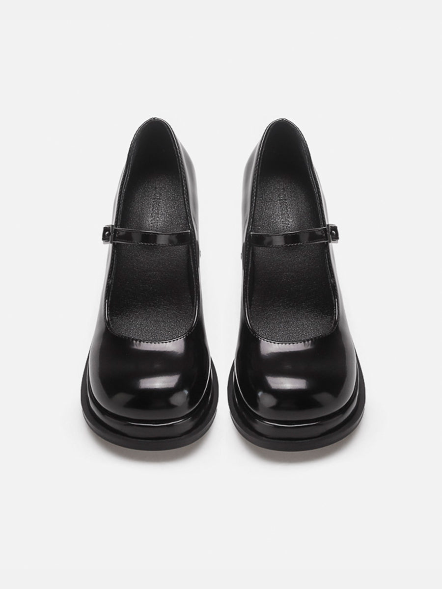 Chunky Heeled Ankle Strap Mary Jane Pumps