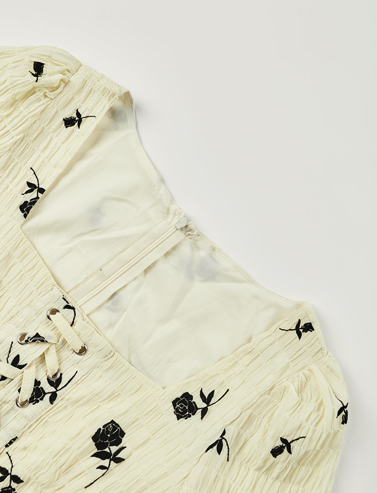 Floral Lace-up Corset Dress