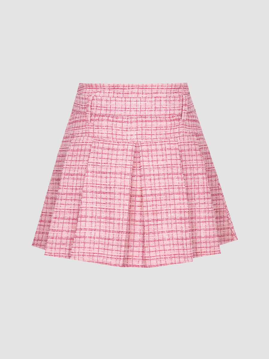 Pink Sequin Pleated Skirt