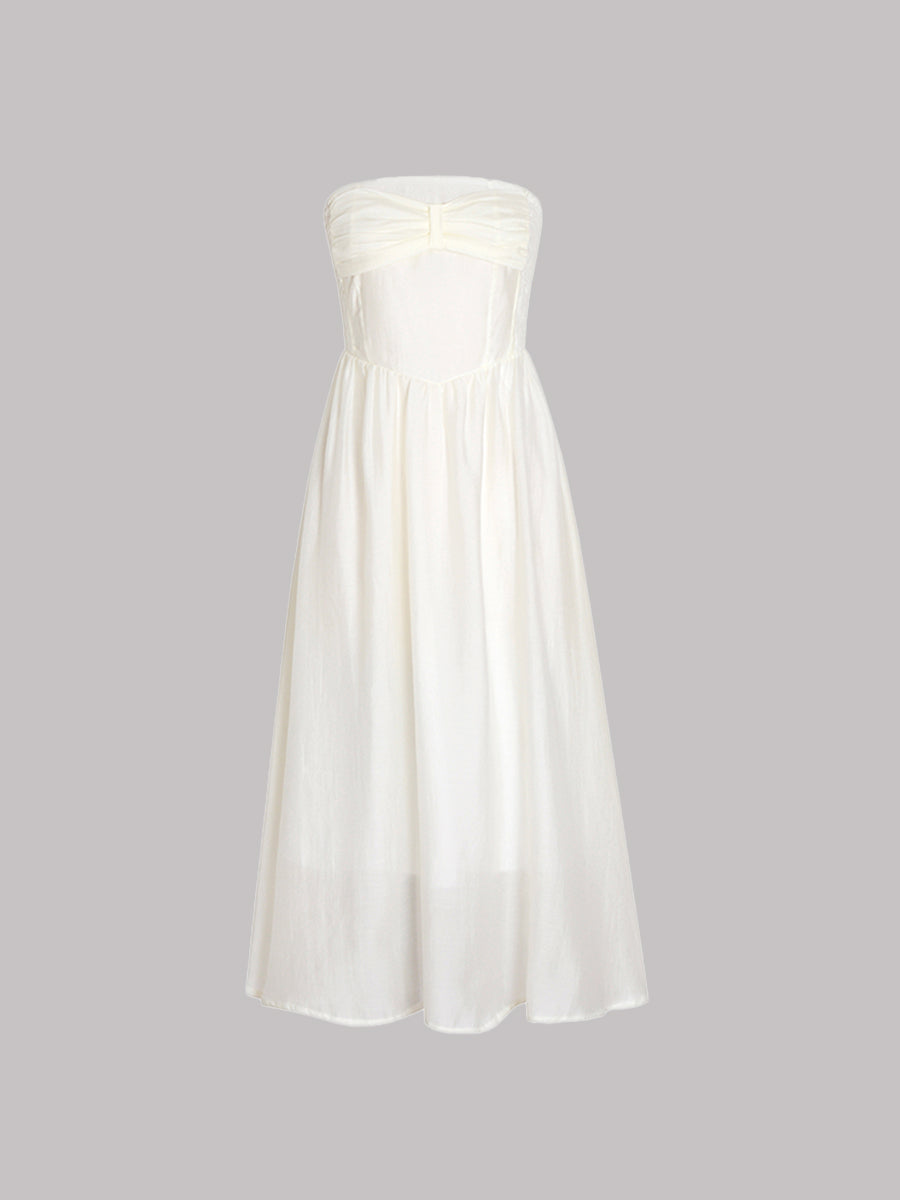 Banquet Bow Loose Hem Strapless Dress