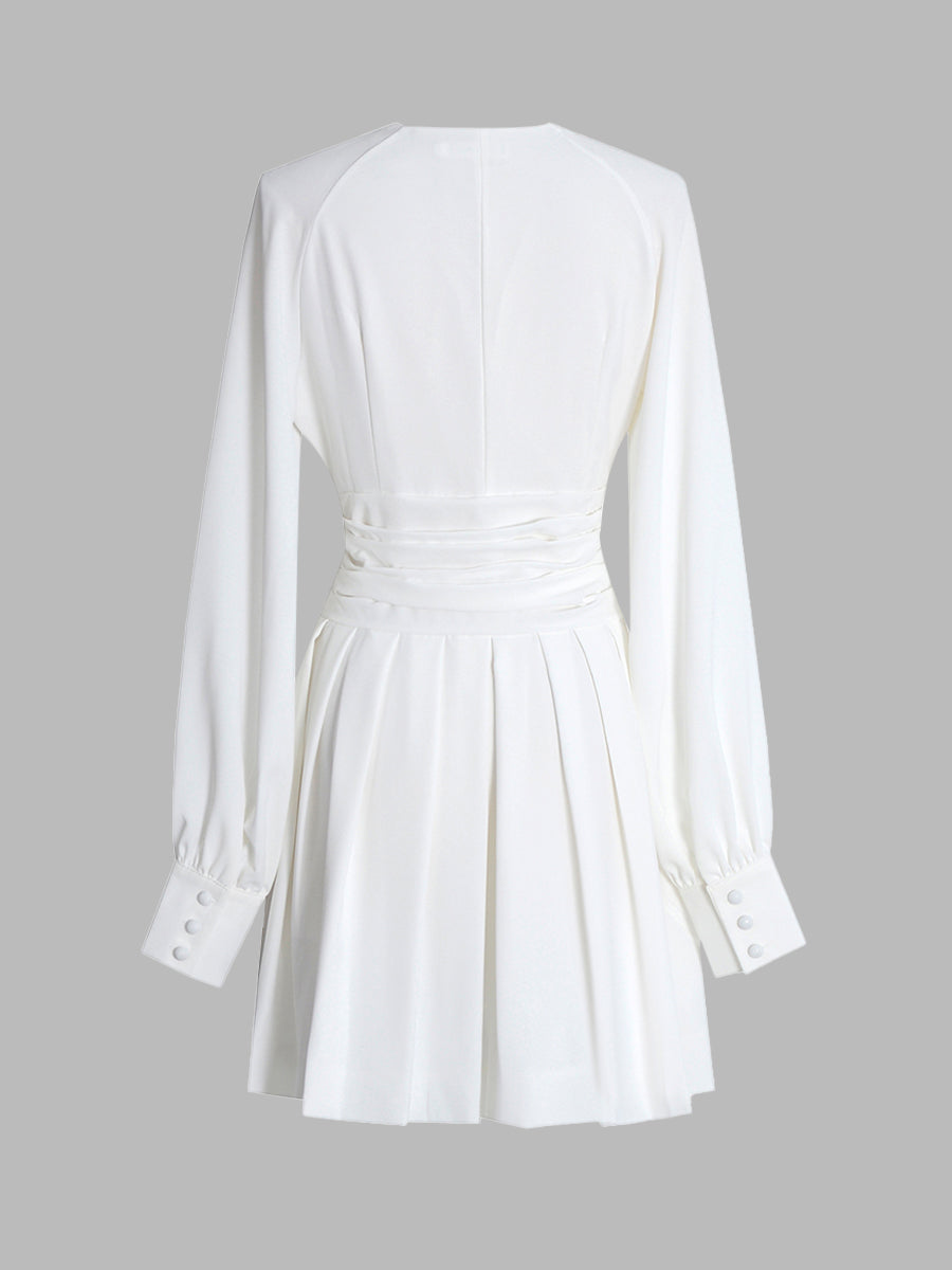 V Neck Long Sleeve Dress