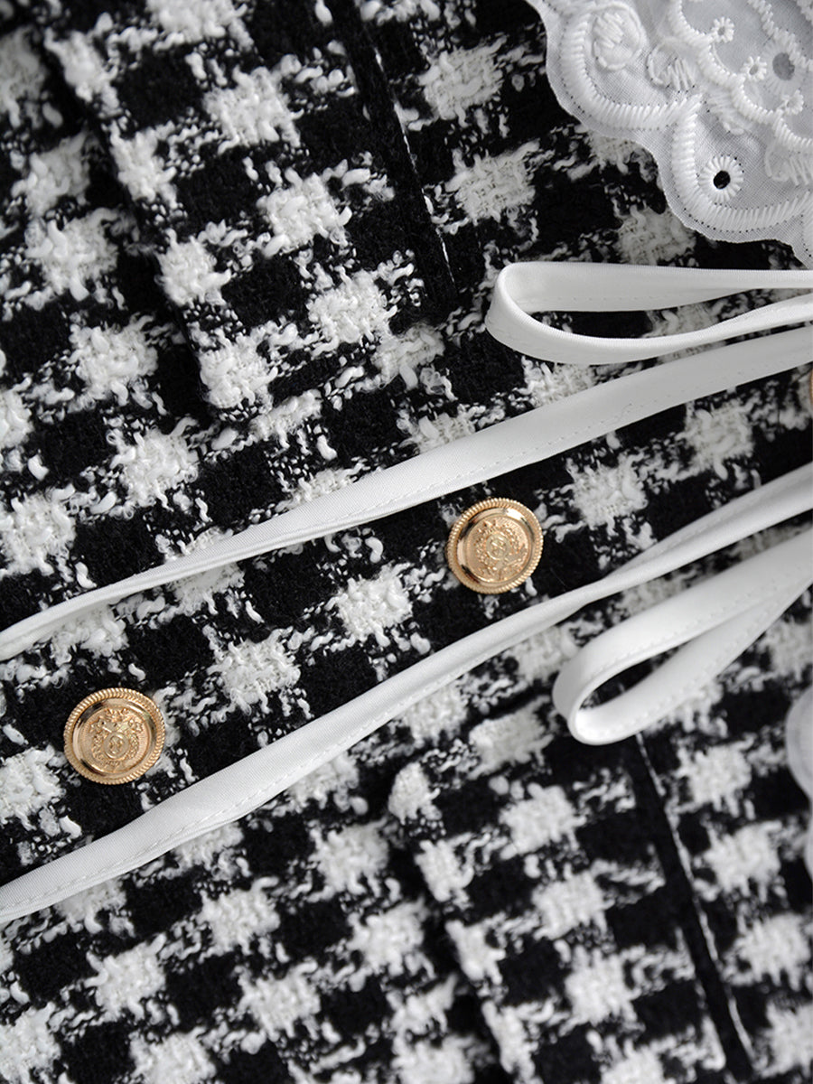 Velvet Houndstooth Short Coat