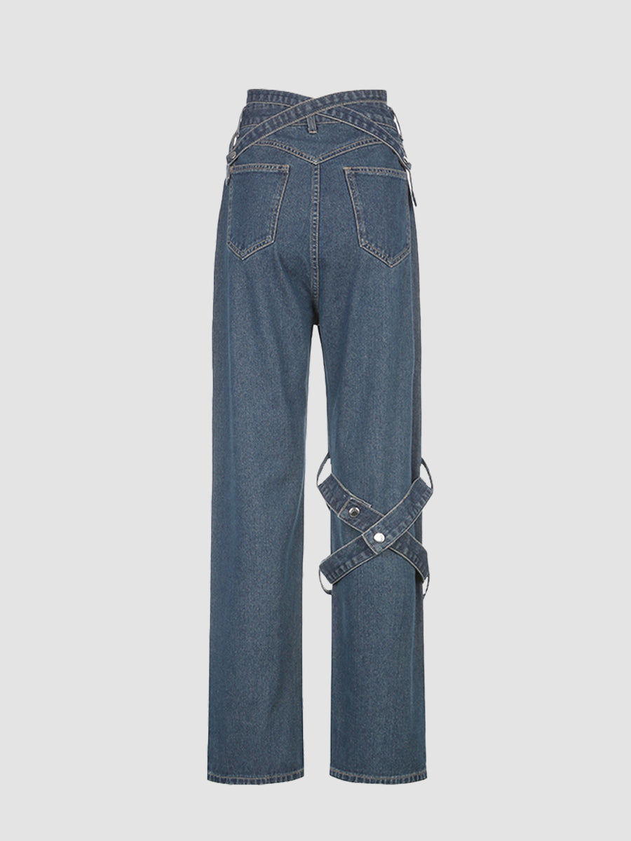 High Street Strap-On Jeans Pants