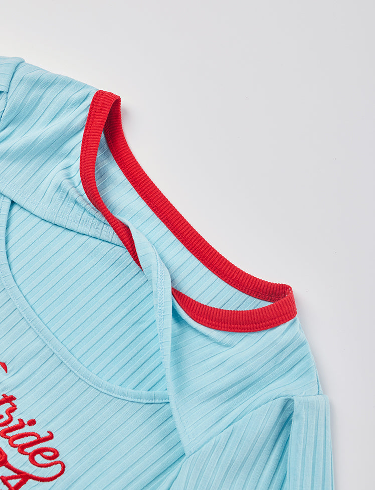 Color-block Cutout Tee Top
