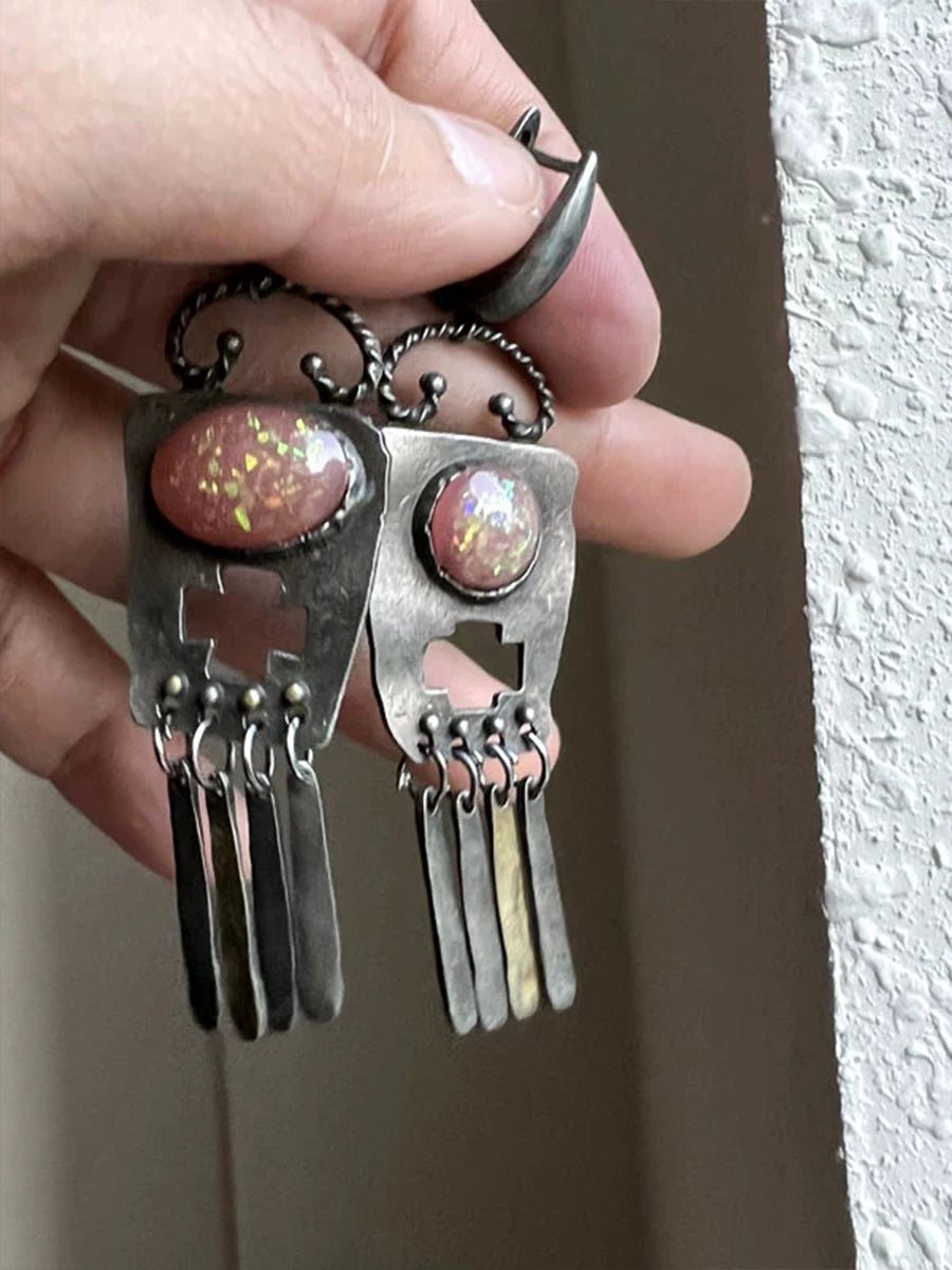 Dreamcatcher Tasseled Bronze Earrings
