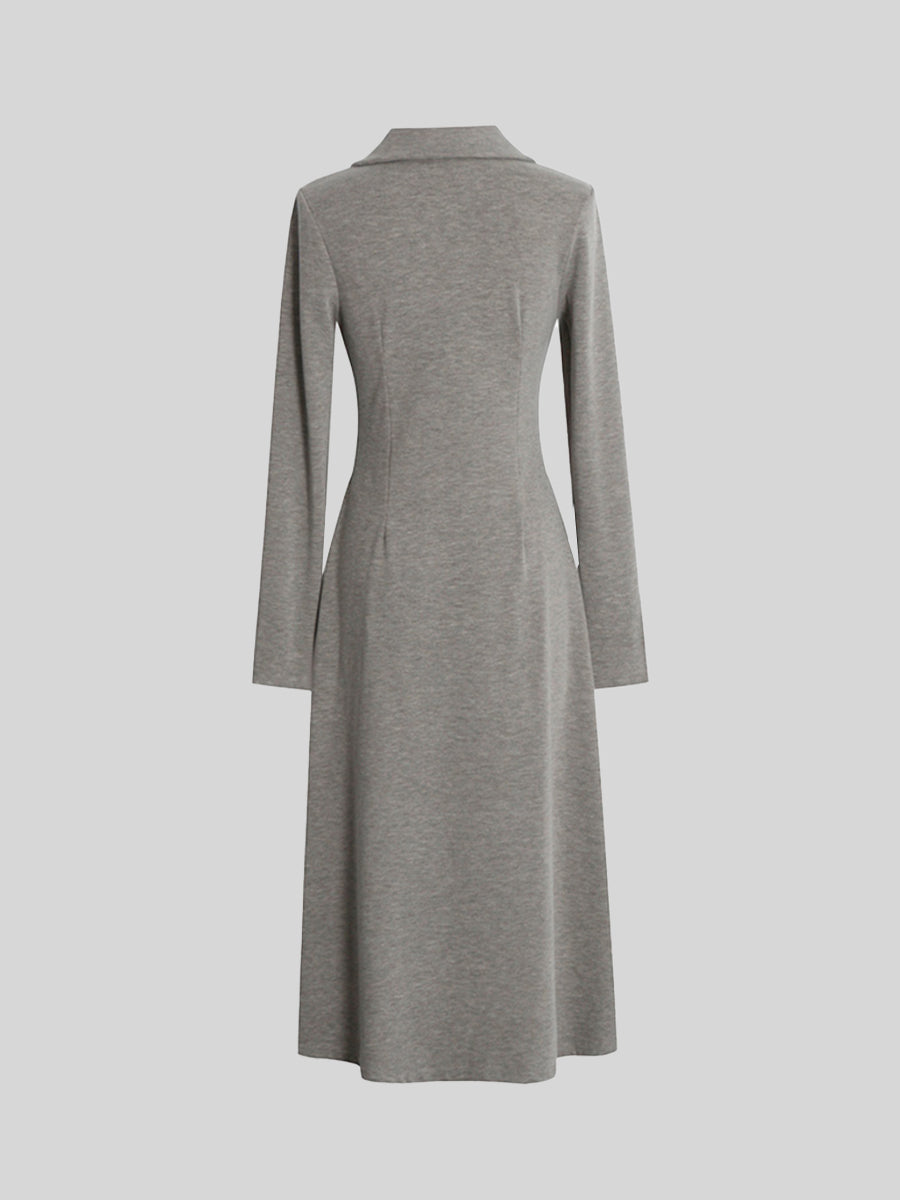 Grey Knitted Midi Dress