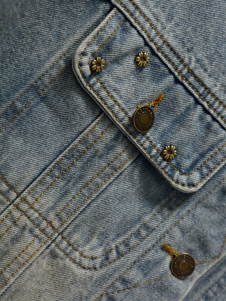 Denim Brass Studs Jacket