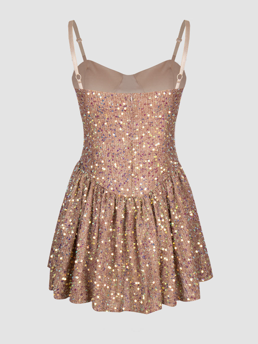 Champagne Sequin Camisole Dress