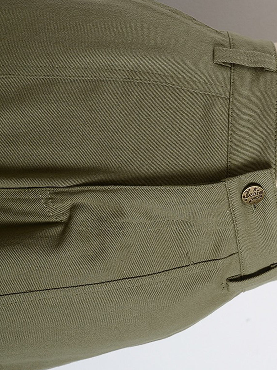 Military Green Casual Workwear Pants