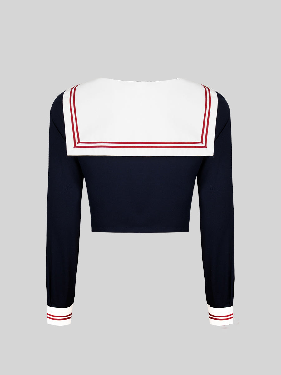 JK Uniform Badge Top + Pleated Skirt Set
