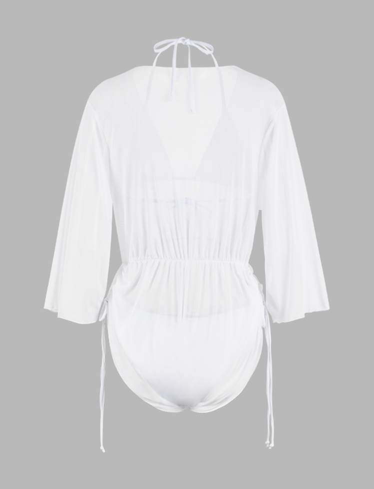 Solid Bikini&Jumpsuit Three-piece Set