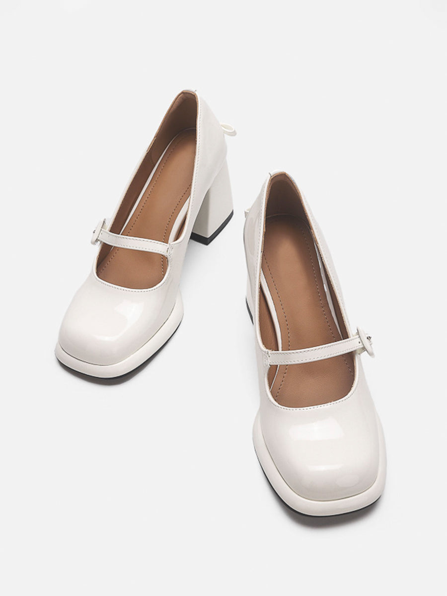 Chunky Heeled Ankle Strap Mary Jane Pumps
