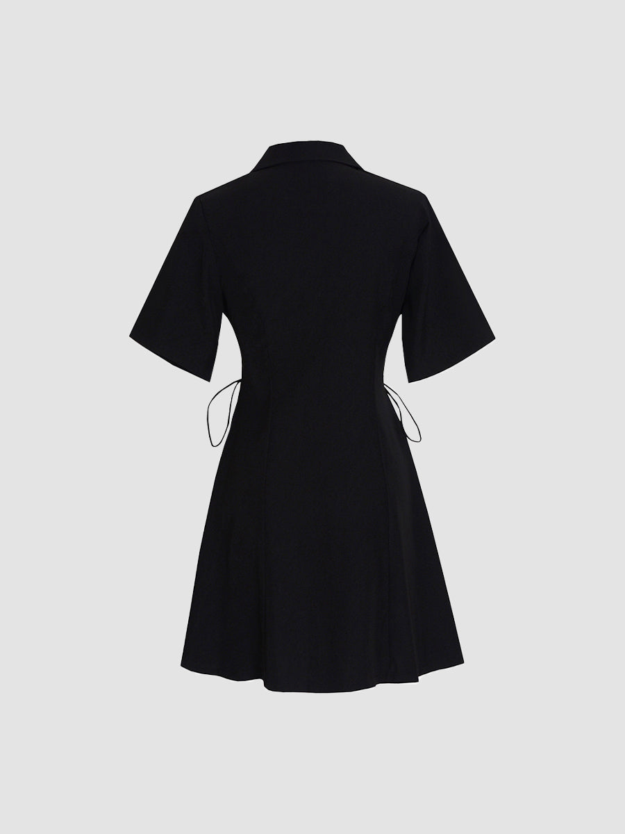 Suit Bow Tied Waist Black Dress