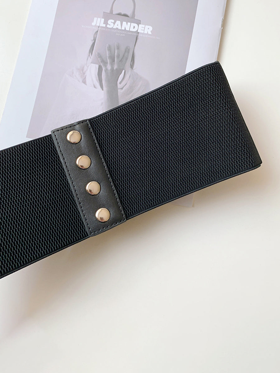 Vintage Three-row Black Leather Belt