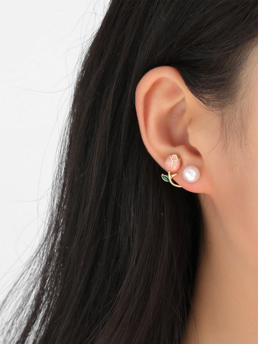 Handmade Tulip Pearl Earrings