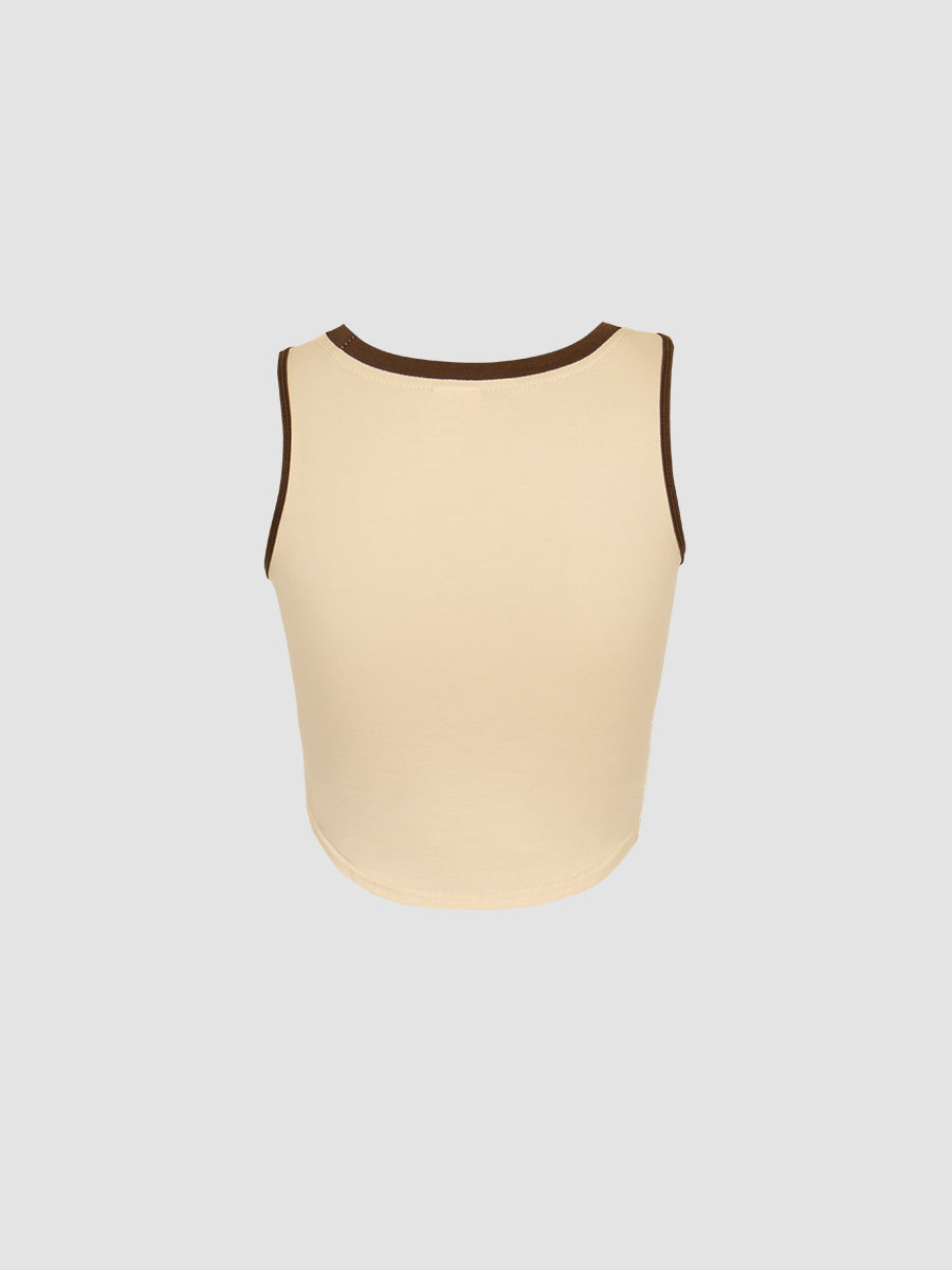 Vintage Letter Print Sleeveless Undershirt Top