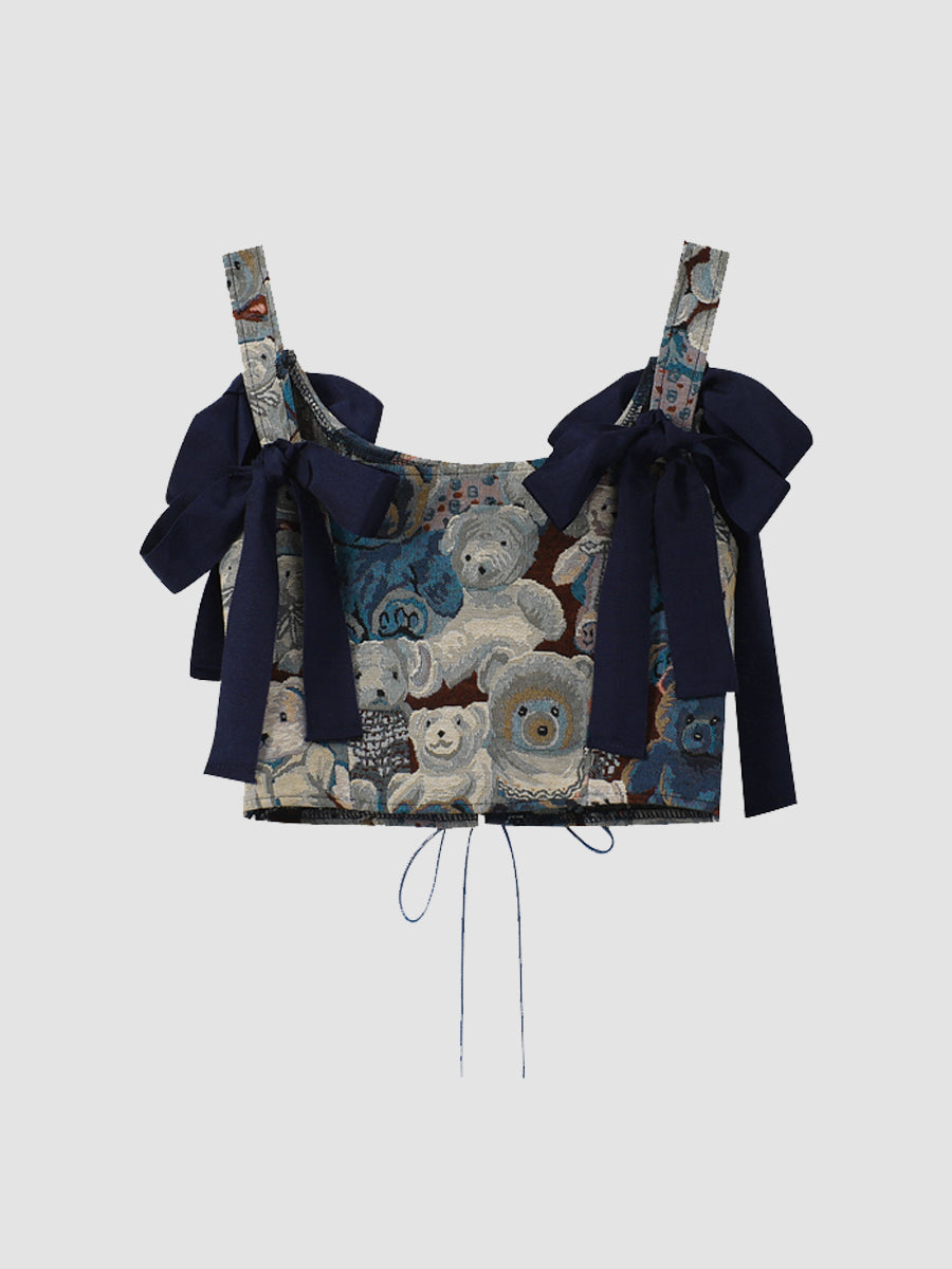 Bear Jacquard Vest Cami Top