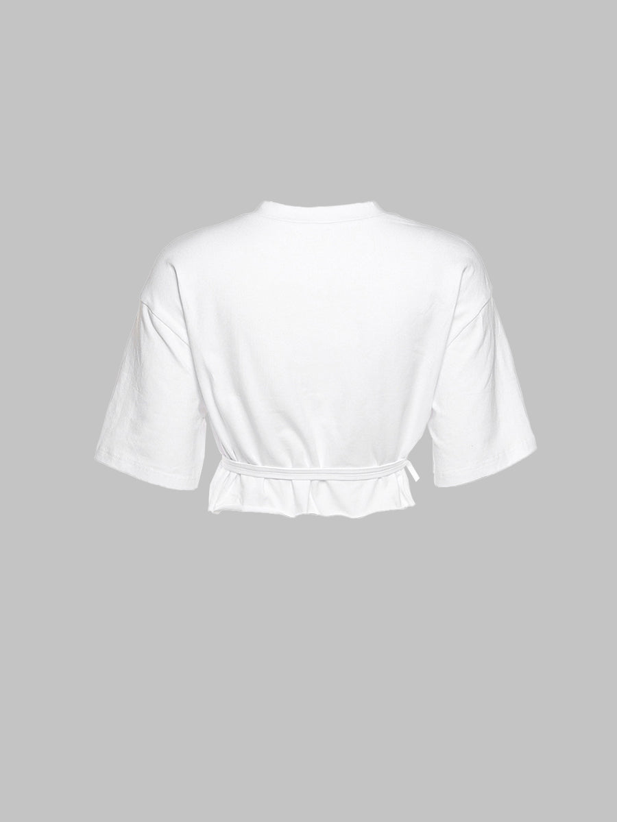 Vintage Print Strappy Short Sleeve Crop Top