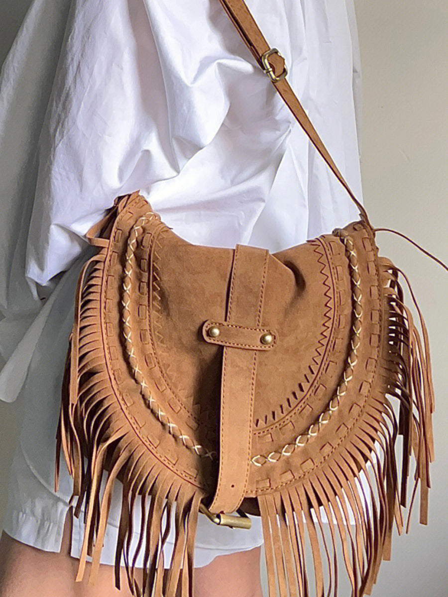 Faux Suede Crossbody Bag Hundred Shoulder Bag