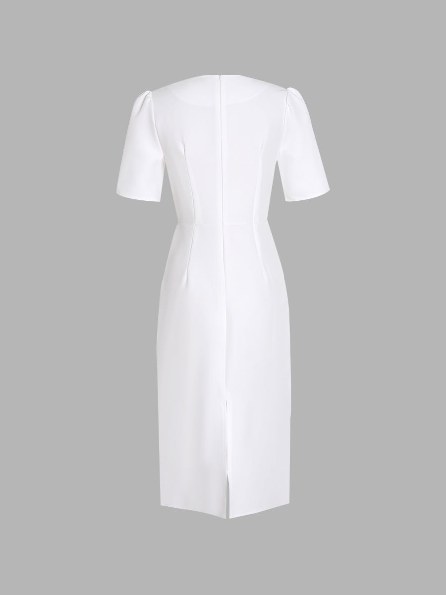 Retro Solid Color Slim Dress