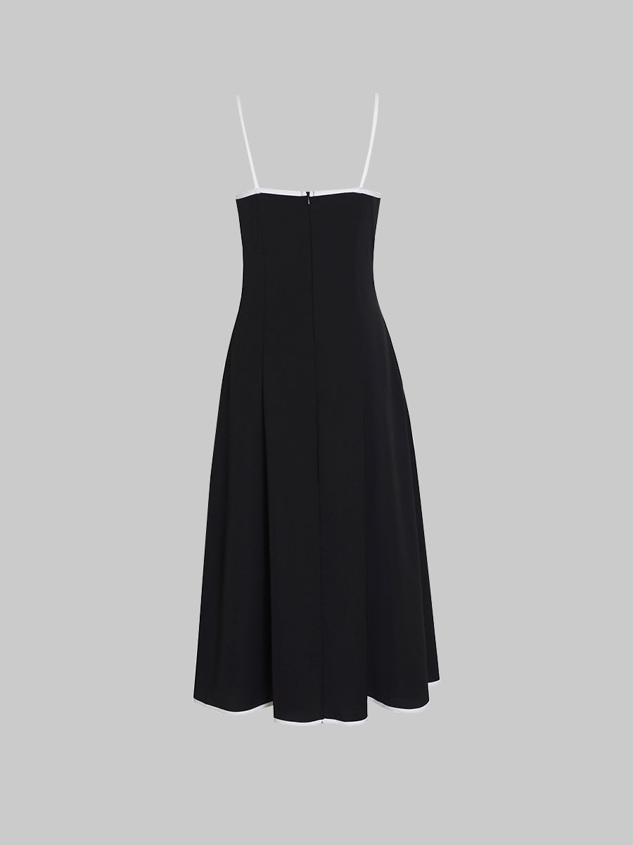 Hepburn V-neck Black Halter Dress