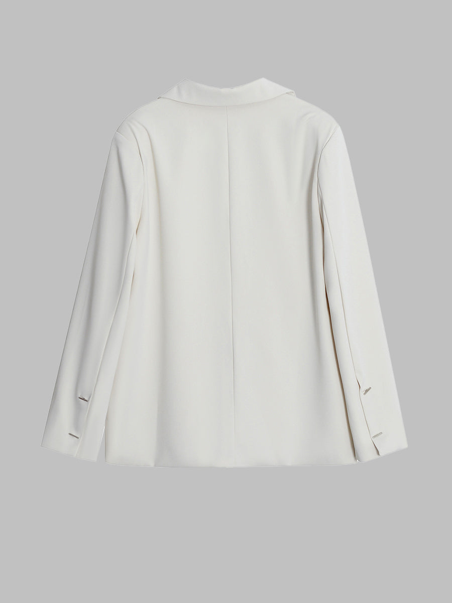 White Loose Casual Blazer