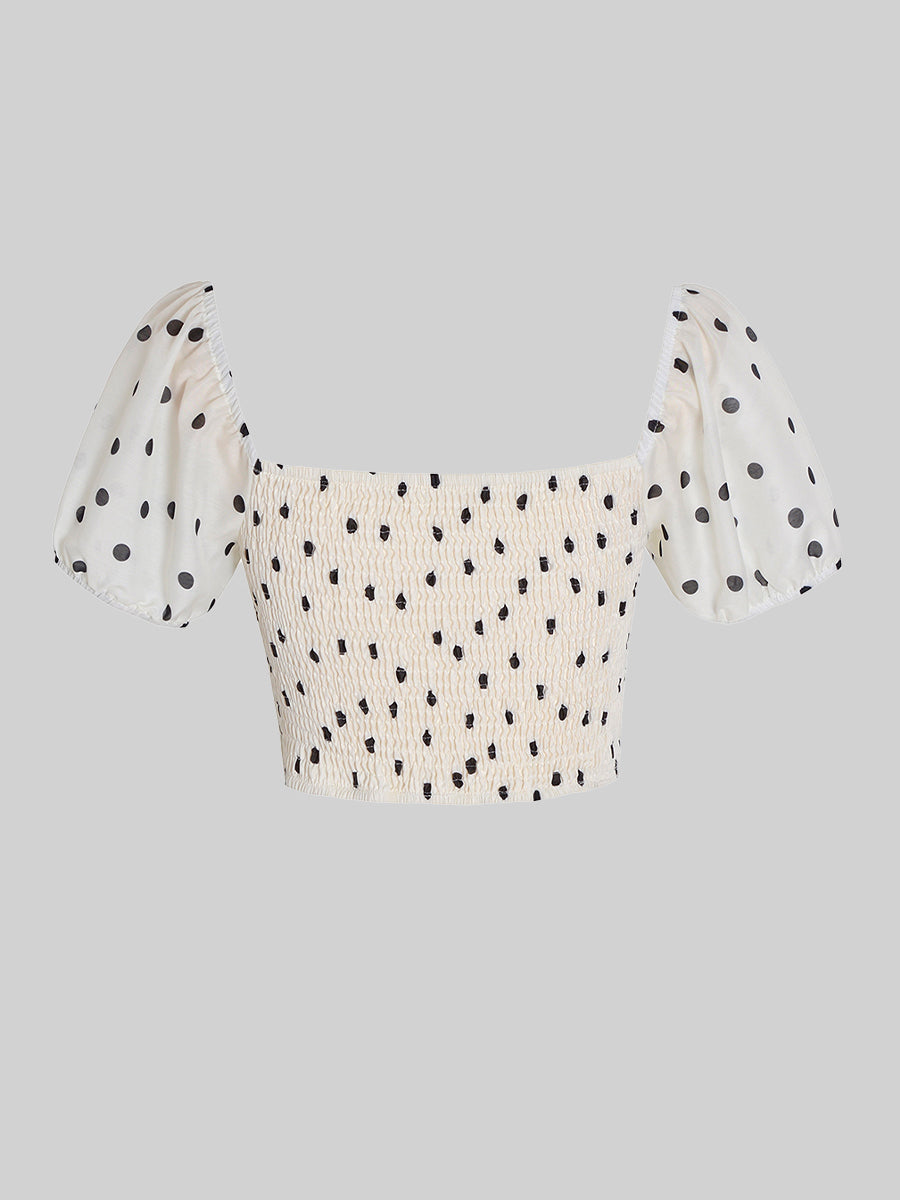 Black And White Polka Dot Chiffon Top