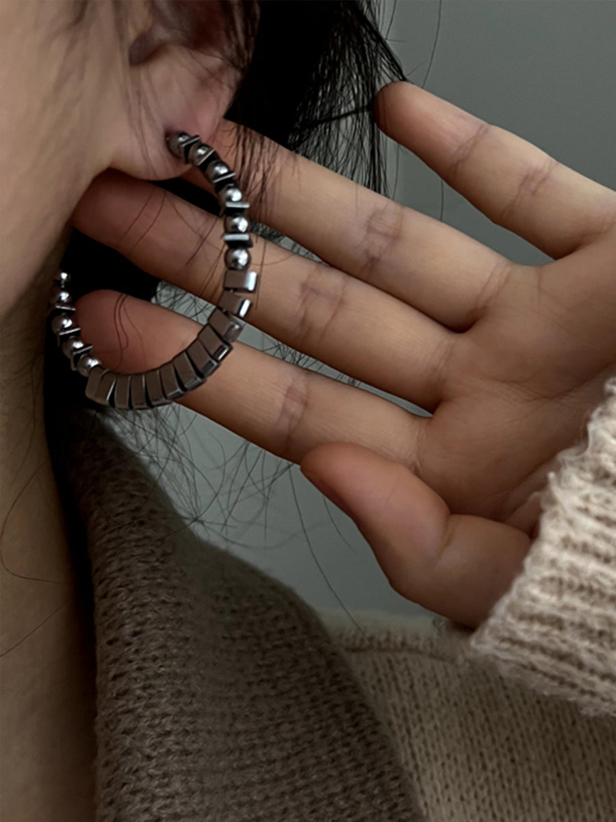 Irregular Little Square Circle Earrings