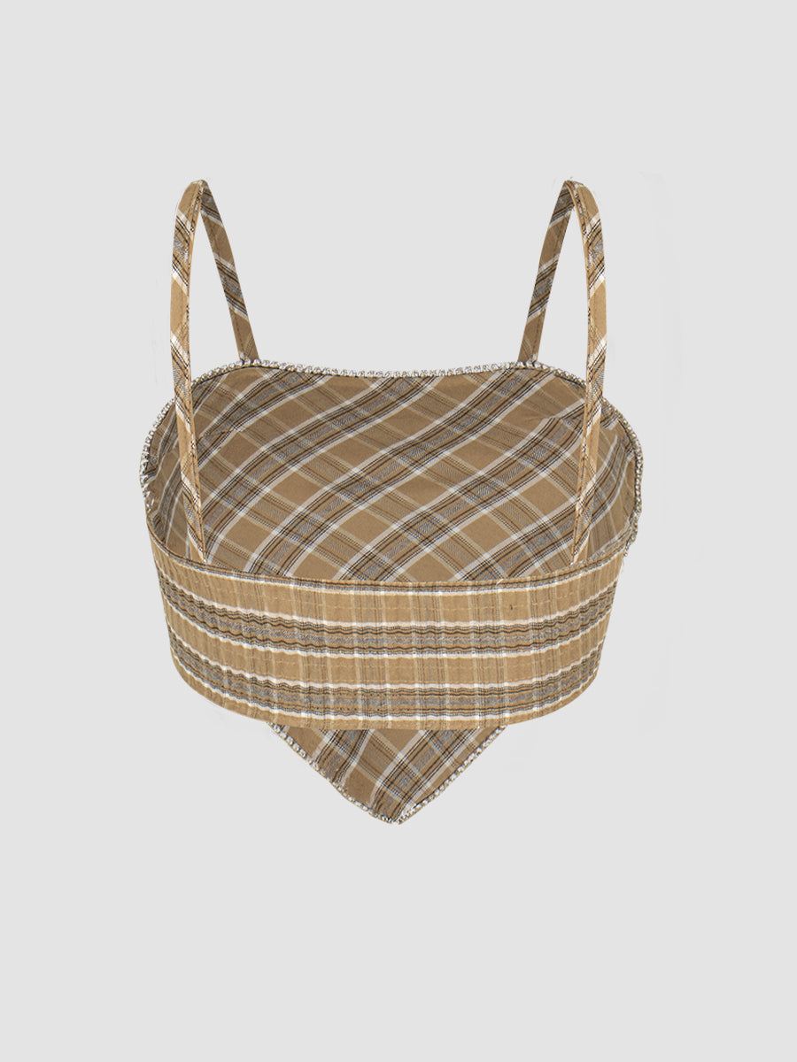 Sexy Retro Heart Plaid Diamond Camisole Top