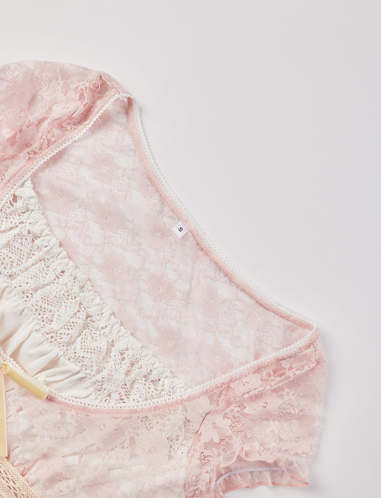 Lace Paneled Square Neck Top