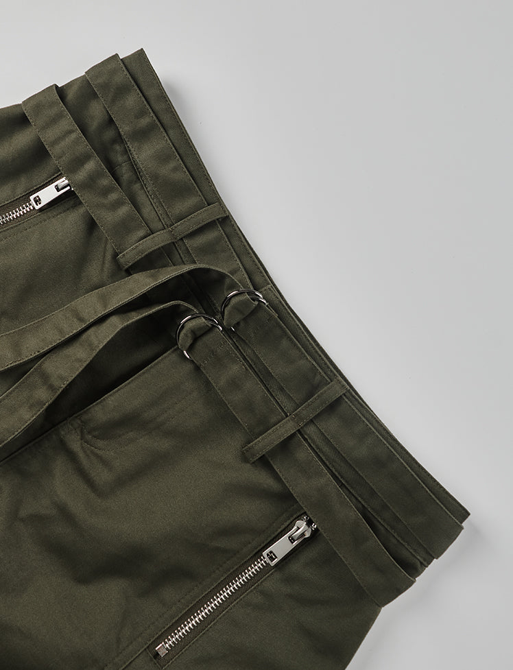 Low Waist Double Belts Zipper Skirt