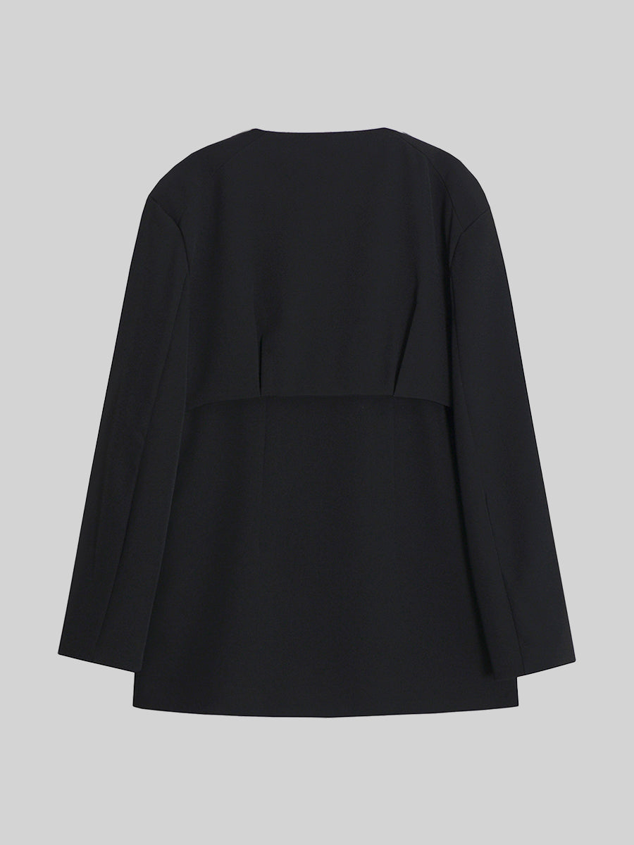 Irregular Long Sleeve Blazer Coat