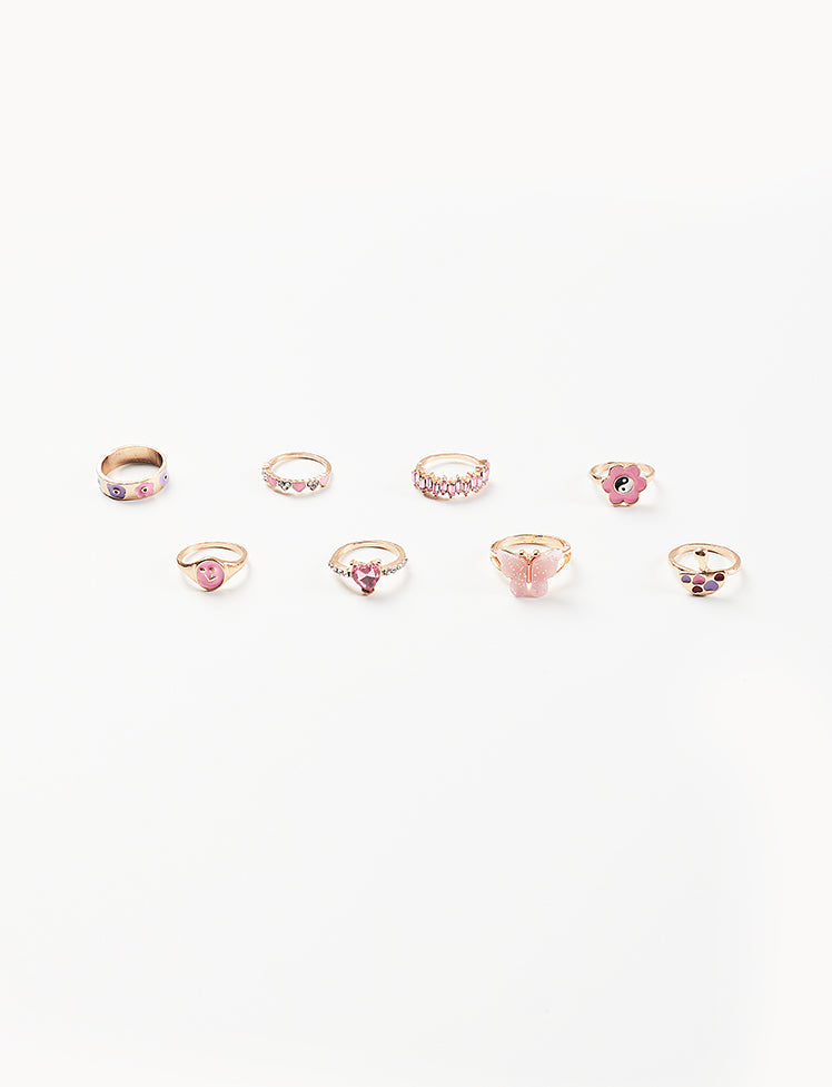 Butterfly Daisy Heart Y2K Rings